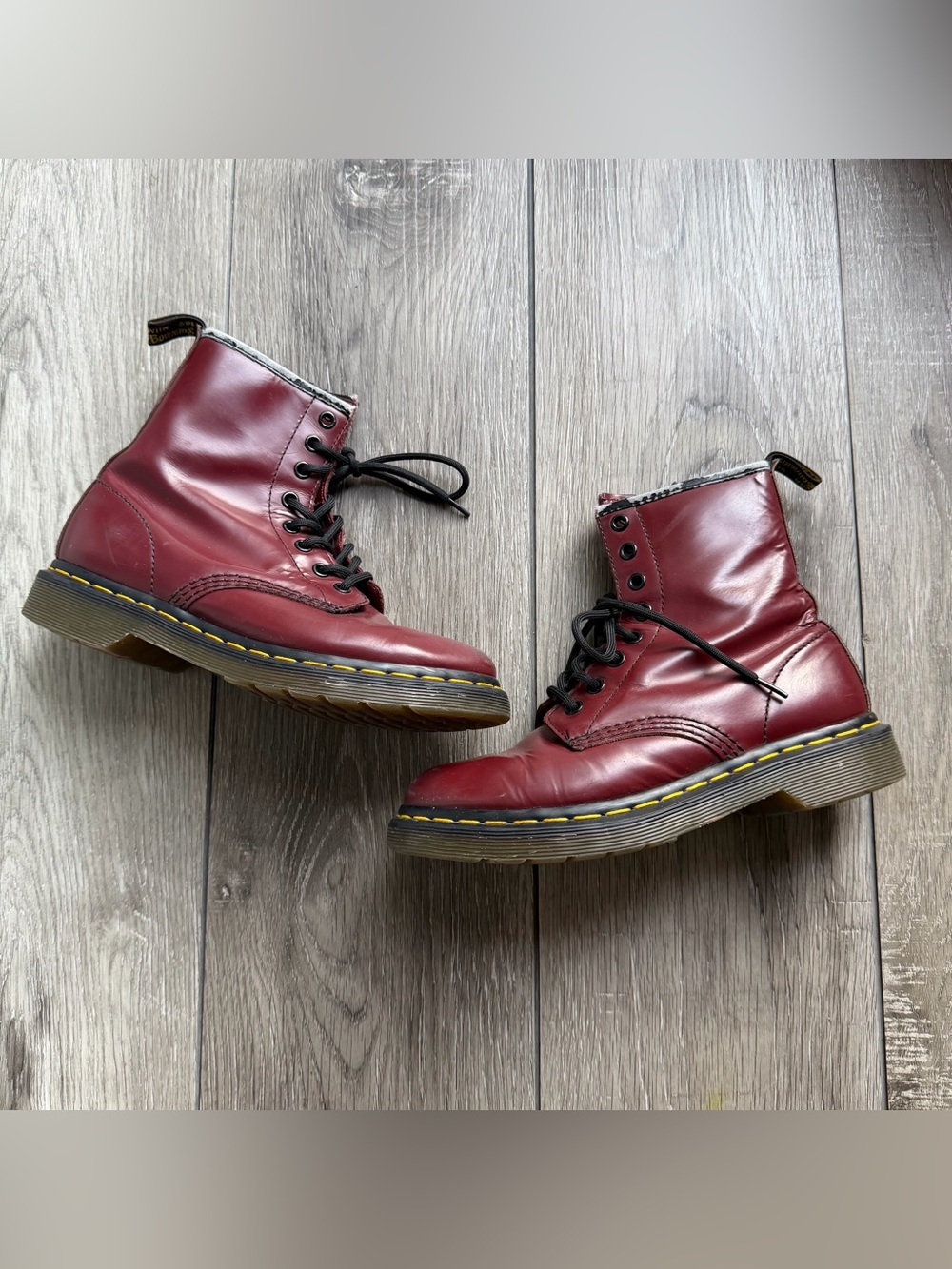 Dr. Martens Burgundy Leather Lace-Up Ankle Boots